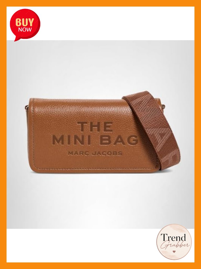 Leather Mini Bag With Debossed Logo, Gold Hardware, Adjustable Strap